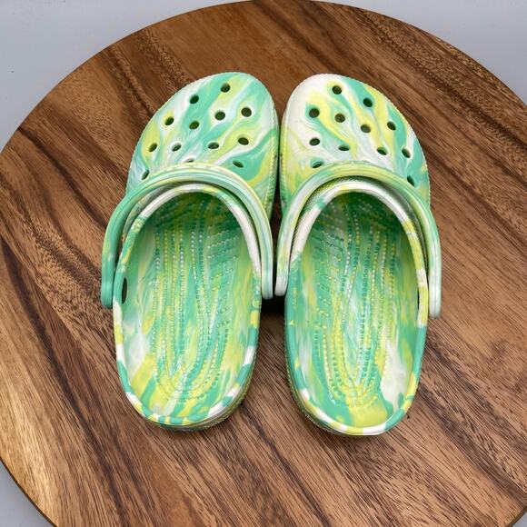 Crocs Classic Clogs Womens Size 6 Green Marbled Casual Slip On Shoes - Picture 5 of 8